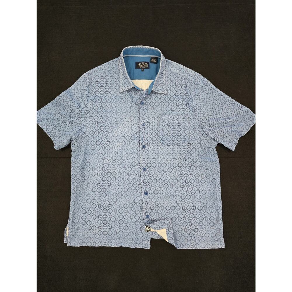 Vintage Nat Nast Luxury Originals Silk Cotton Geometric Resort Shirt Large Y2K